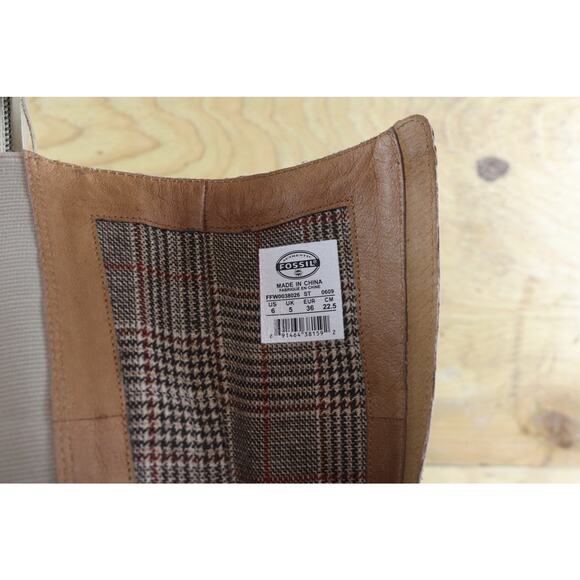 Fossil Boots Womens 6 White Cement Big Buckle Riding Equestrian Tall Zip - Picture 7 of 10